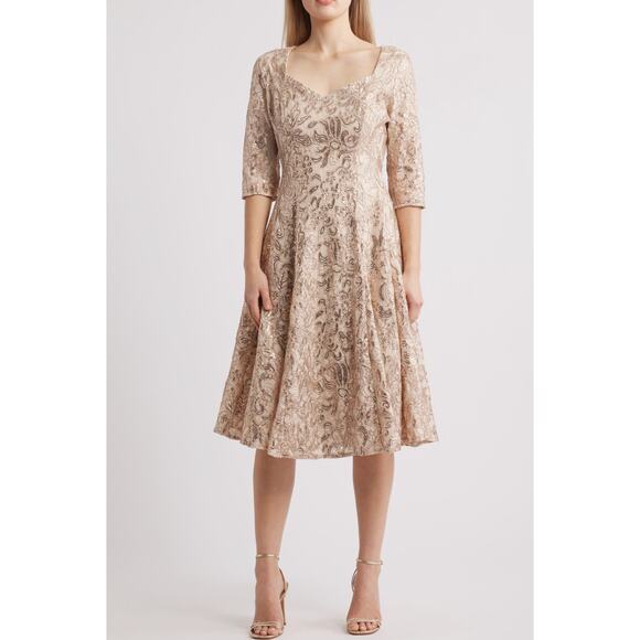 Tahari ASL Bead & Sequin A-Line Dress - Picture 1 of 7